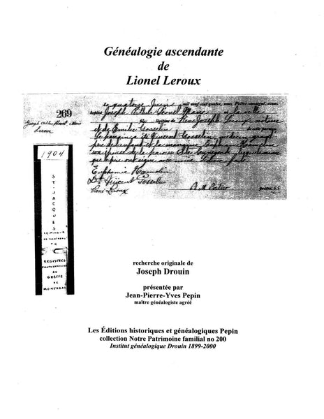 PF-200 - Généalogie ascendante de Lionel Leroux